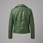 Women's Emerald Quilted Moto Leather Jacket