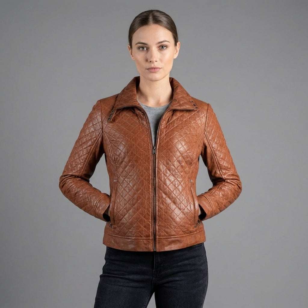 Women's Heritage Brown Quilted Leather Jacket
