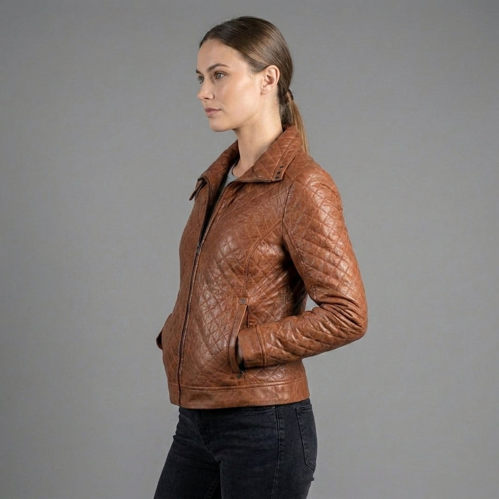 Women's Heritage Brown Quilted Leather Jacket
