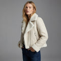 Women’s Ivory Shearling Aviator Jacket