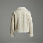 Women’s Ivory Shearling Aviator Jacket