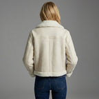 Women’s Ivory Shearling Aviator Jacket