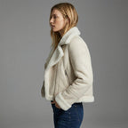 Women’s Ivory Shearling Aviator Jacket