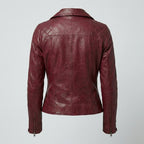 Women's Kimberley Maroon Quilted Leather Moto Jacket