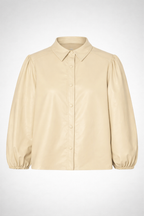Women’s Latte Beige Faux Leather Shirt