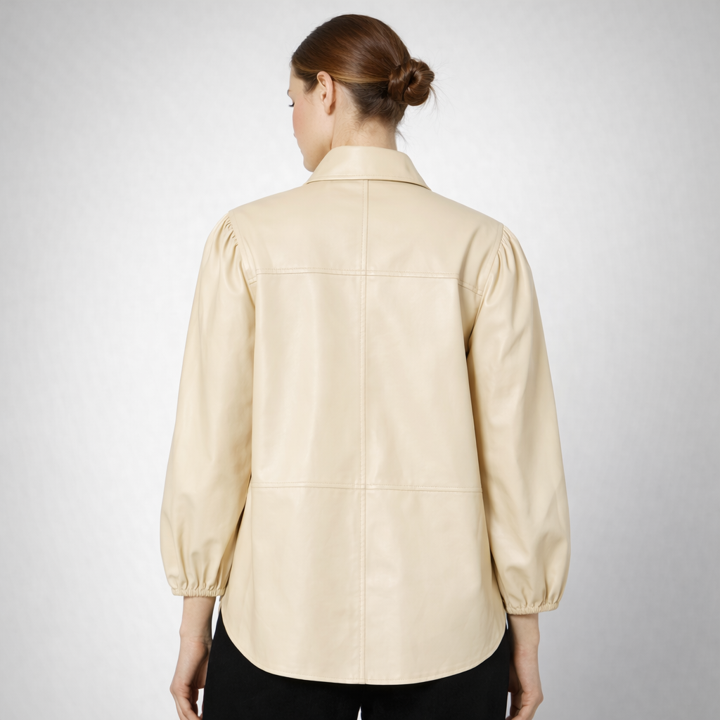 Women’s Latte Beige Faux Leather Shirt