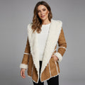 Women’s Luxe Brown Fur Shearling Coat – Aviator Winter Jacket