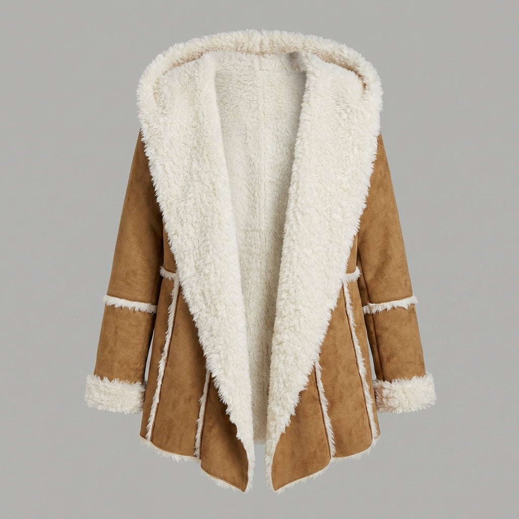 Women’s Luxe Brown Fur Shearling Coat – Aviator Winter Jacket