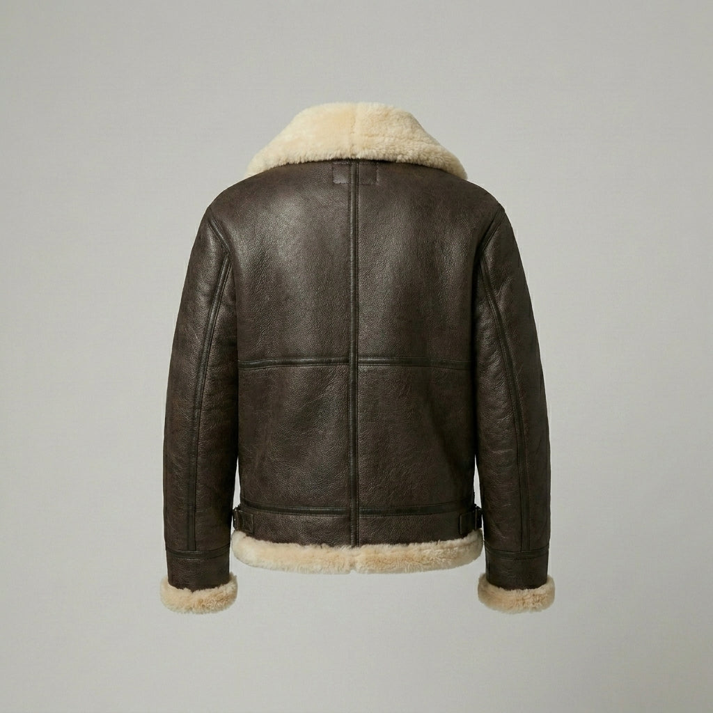 Women’s Luxe Brown Shearling Aviator Leather Jacket