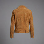 Women’s Luxe Brown Suede Leather Biker Moto Jacket