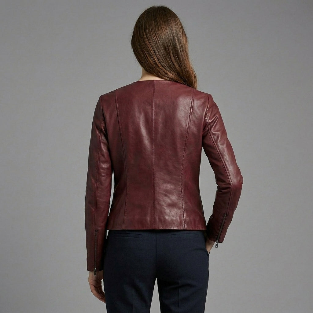 Women’s Luxe Dark Brown Leather Blazer Jacket