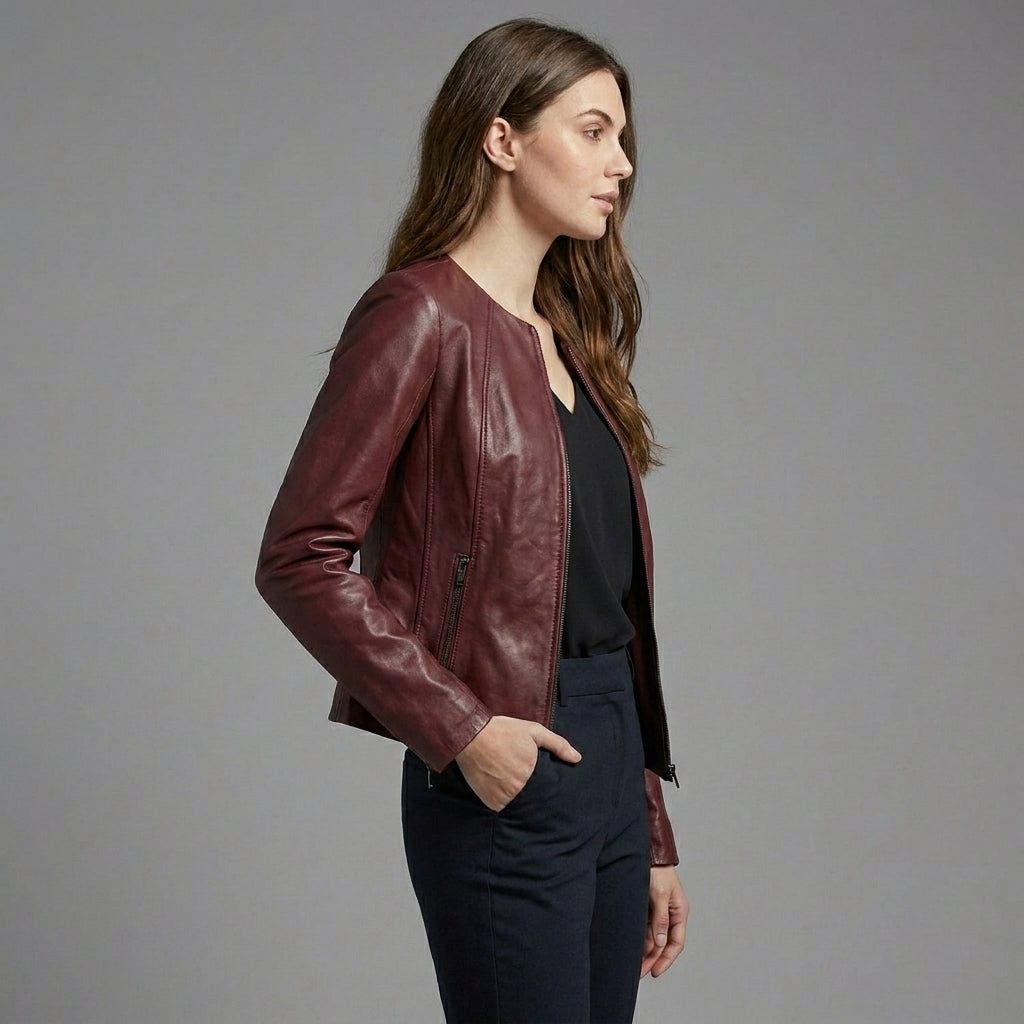 Women’s Luxe Dark Brown Leather Blazer Jacket