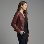 Women’s Luxe Dark Brown Leather Blazer Jacket