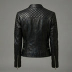 Women’s Double-Zip Leather Biker Jacket