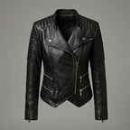 Women’s Double-Zip Leather Biker Jacket