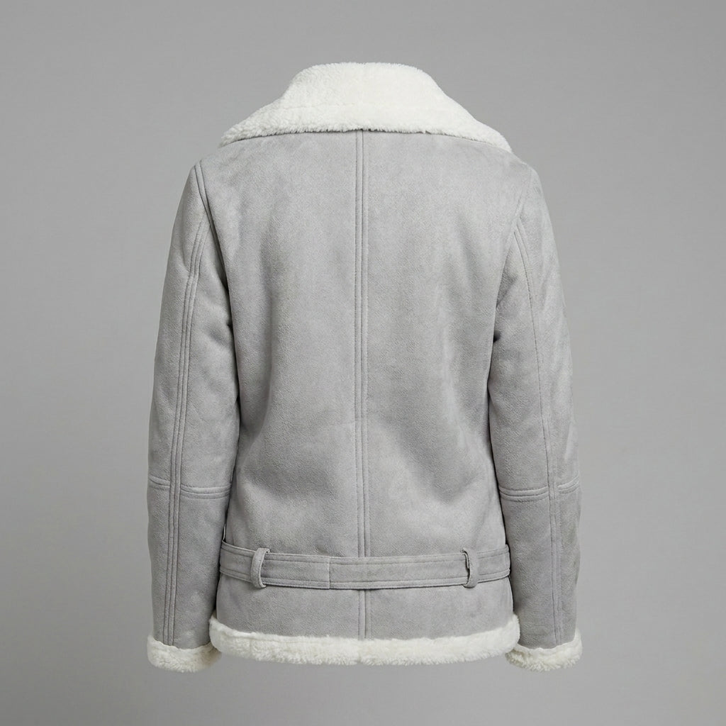 Women’s Luxe Grey Suede Shearling Jacket