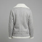 Women’s Luxe Grey Suede Shearling Jacket