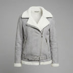 Women’s Luxe Grey Suede Shearling Jacket