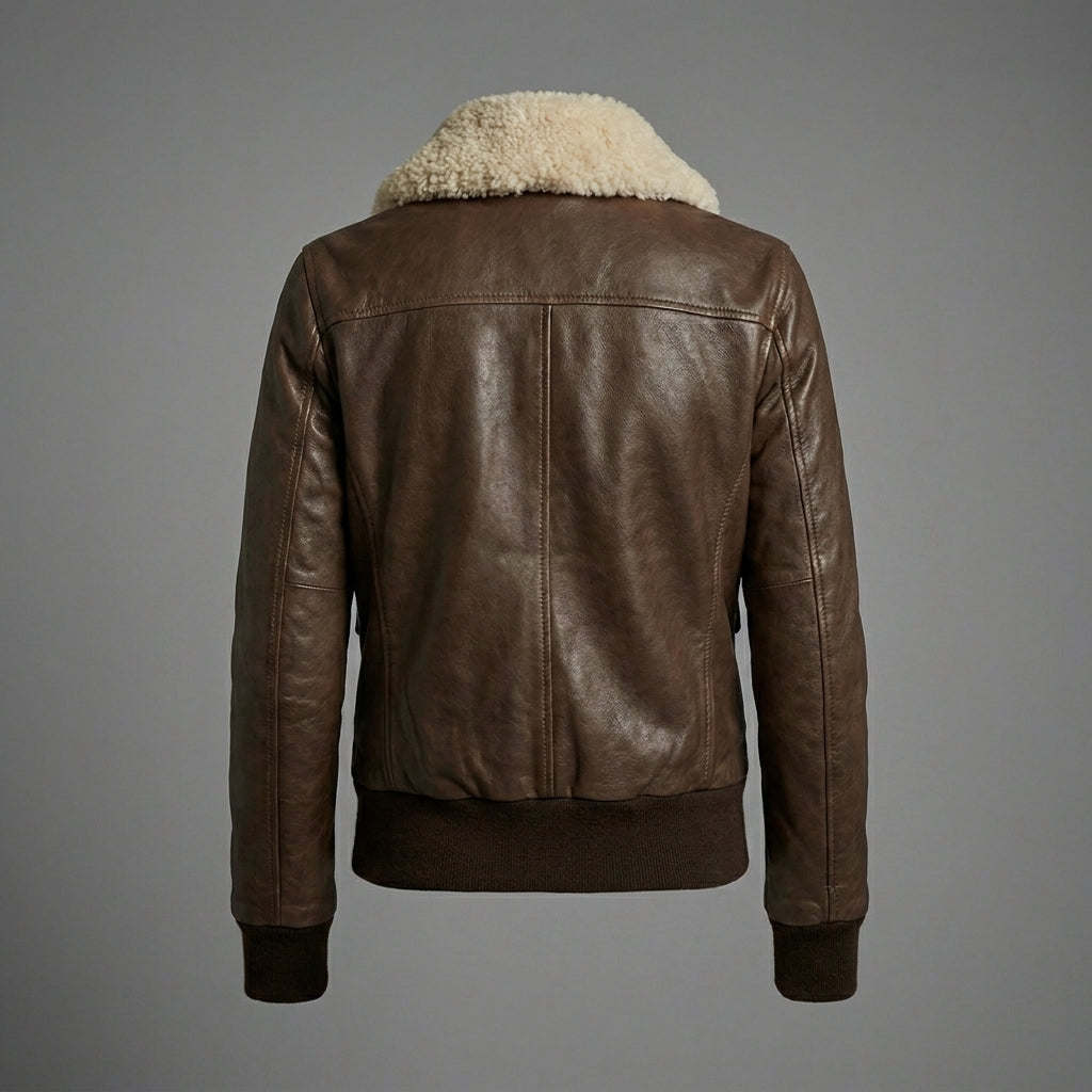 Women’s Luxe Shearling Aviator Sheepskin Bomber Jacket