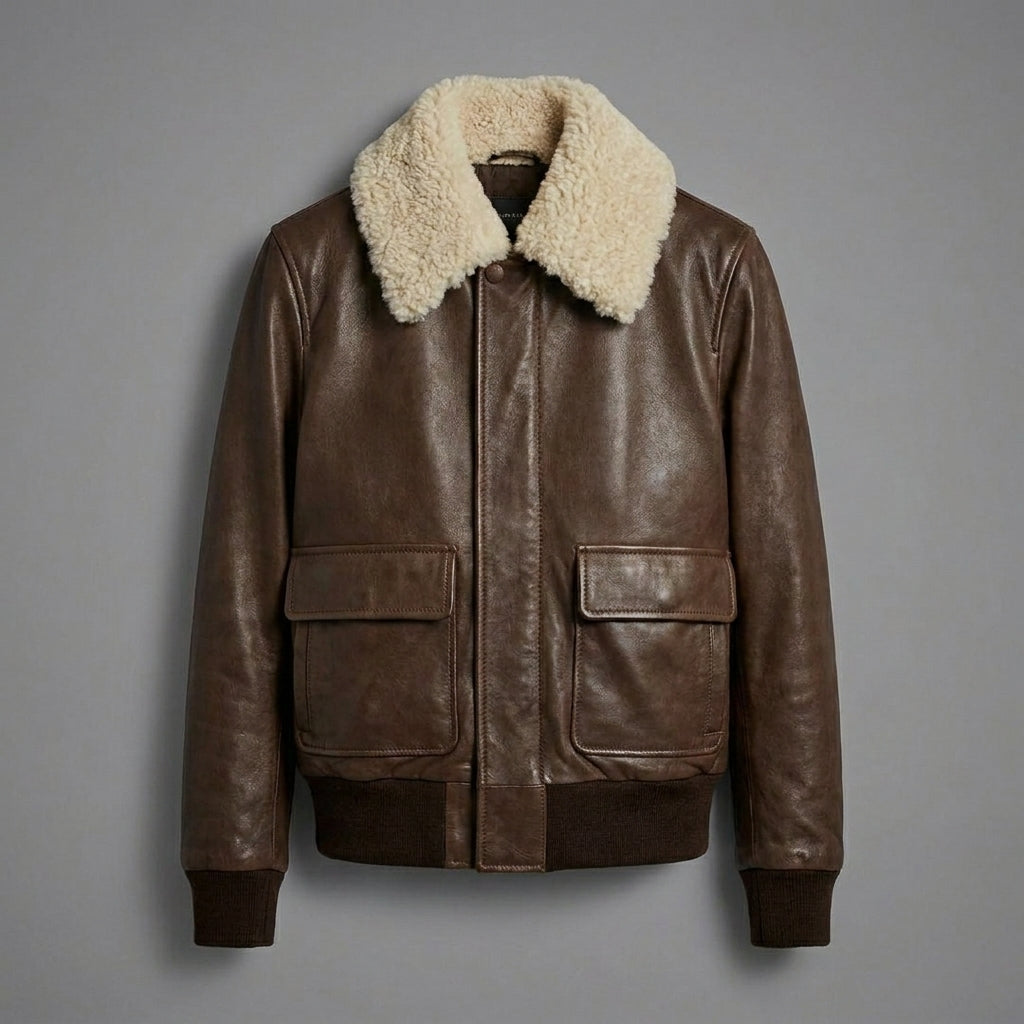 Women’s Luxe Shearling Aviator Sheepskin Bomber Jacket