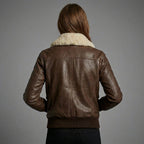 Women’s Luxe Shearling Aviator Sheepskin Bomber Jacket