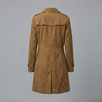 Women’s Luxe Suede Belted Double-Breasted Trench Coat
