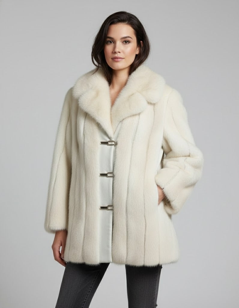 Women’s Luxe White Faux Fur Winter Coat