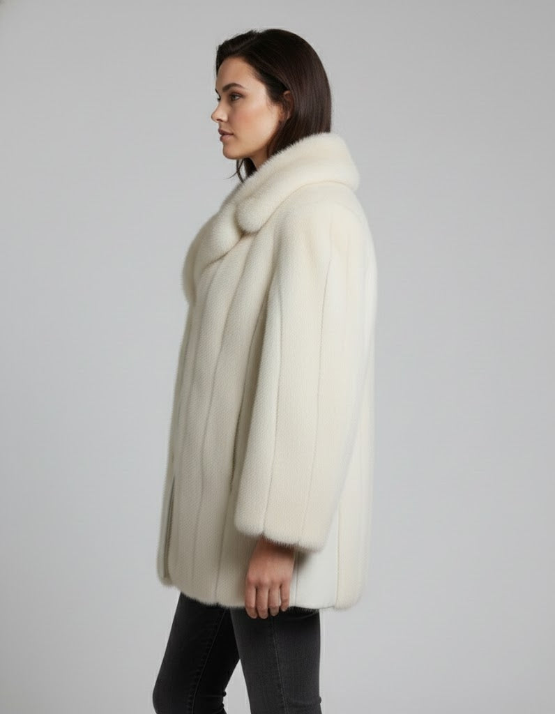 Women’s Luxe White Faux Fur Winter Coat