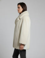 Women’s Luxe White Faux Fur Winter Coat