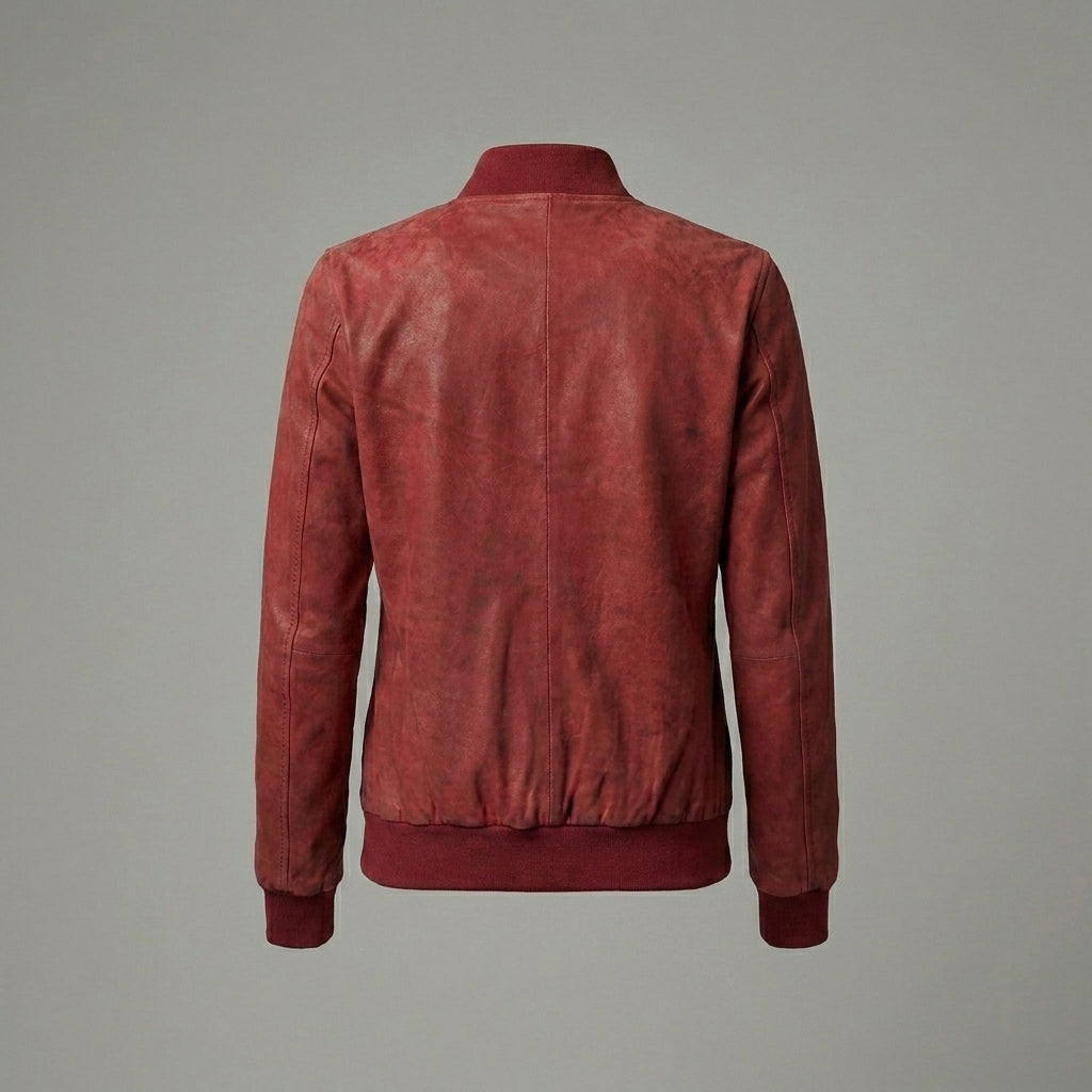 Women’s Maroon Luxe Bomber Jacket with Gold Snap Buttons