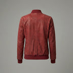 Women’s Maroon Luxe Bomber Jacket with Gold Snap Buttons