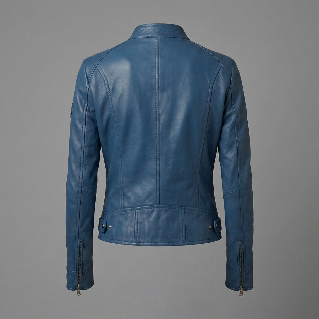 Women’s Midnight Blue Café Racer Leather Jacket