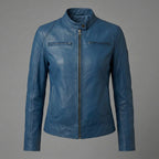 Women’s Midnight Blue Café Racer Leather Jacket