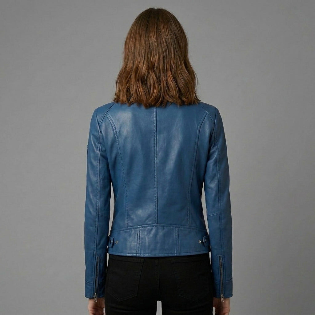 Women’s Midnight Blue Café Racer Leather Jacket