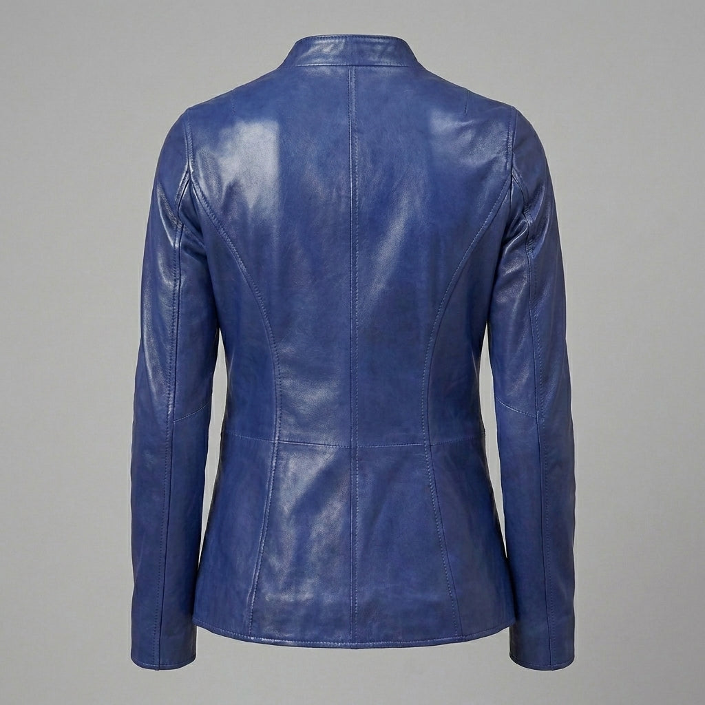 Women’s Midnight Blue Leather Blazer Jacket
