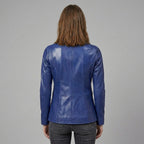 Women’s Midnight Blue Leather Blazer Jacket