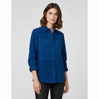 Women’s Midnight Blue Longline Leather Shirt