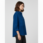 Women’s Midnight Blue Longline Leather Shirt
