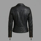 Women’s Midnight Gold Black Moto Leather Jacket
