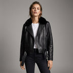 Women’s Midnight Luxe Fur Collar Leather Jacket