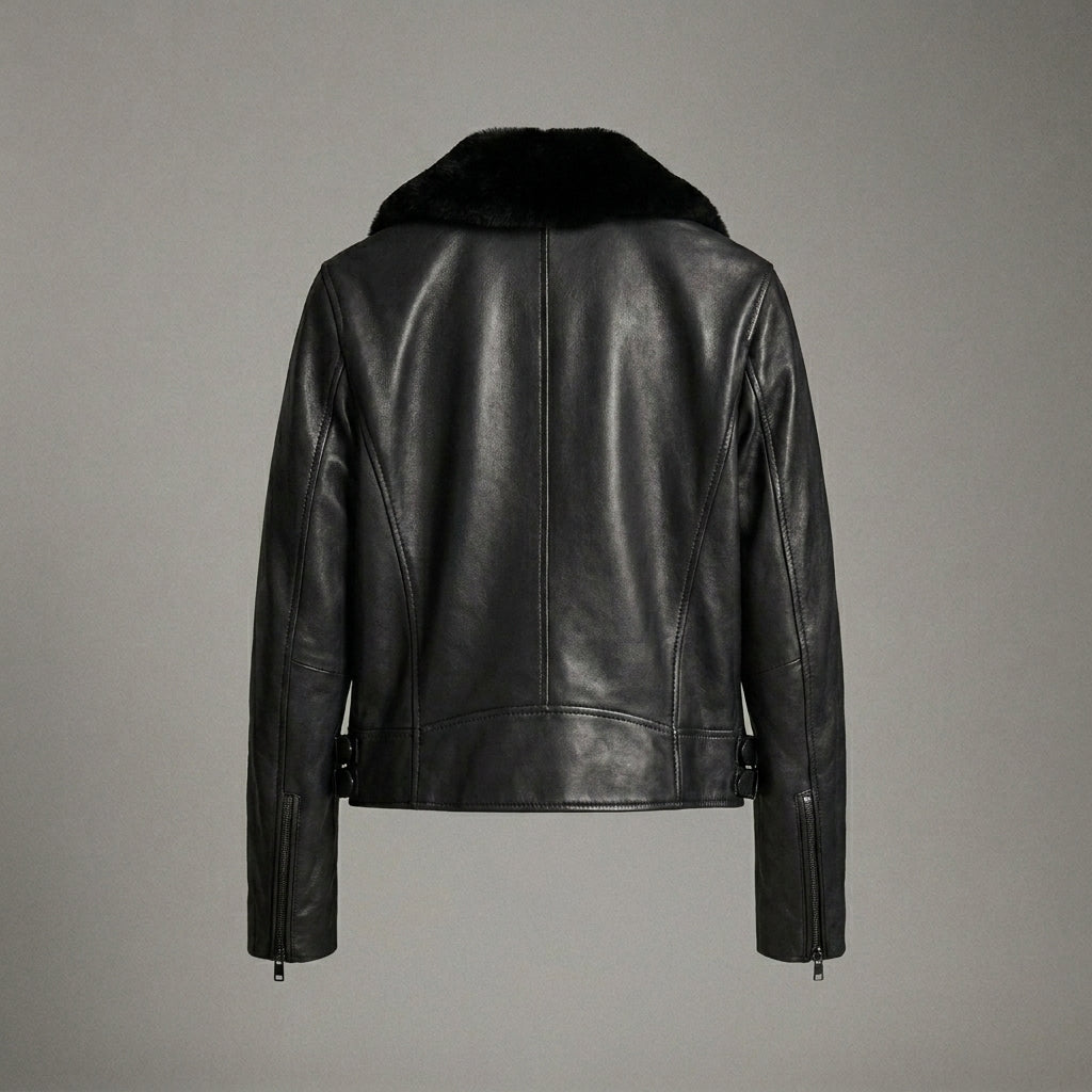 Women’s Midnight Luxe Fur Collar Leather Jacket