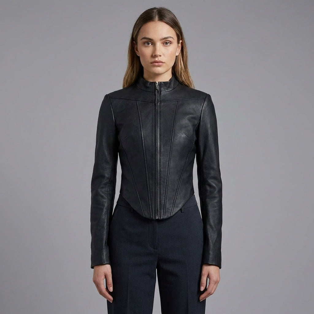 Women’s Midnight Moto Corset Leather Jacket