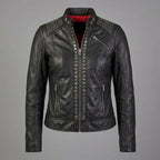 Women’s Midnight Studded Leather Biker Jacket