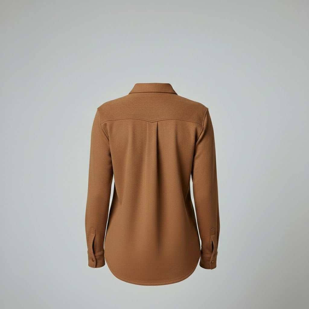 Women’s Mocha Faux Suede Button-Down Shirt Jacket
