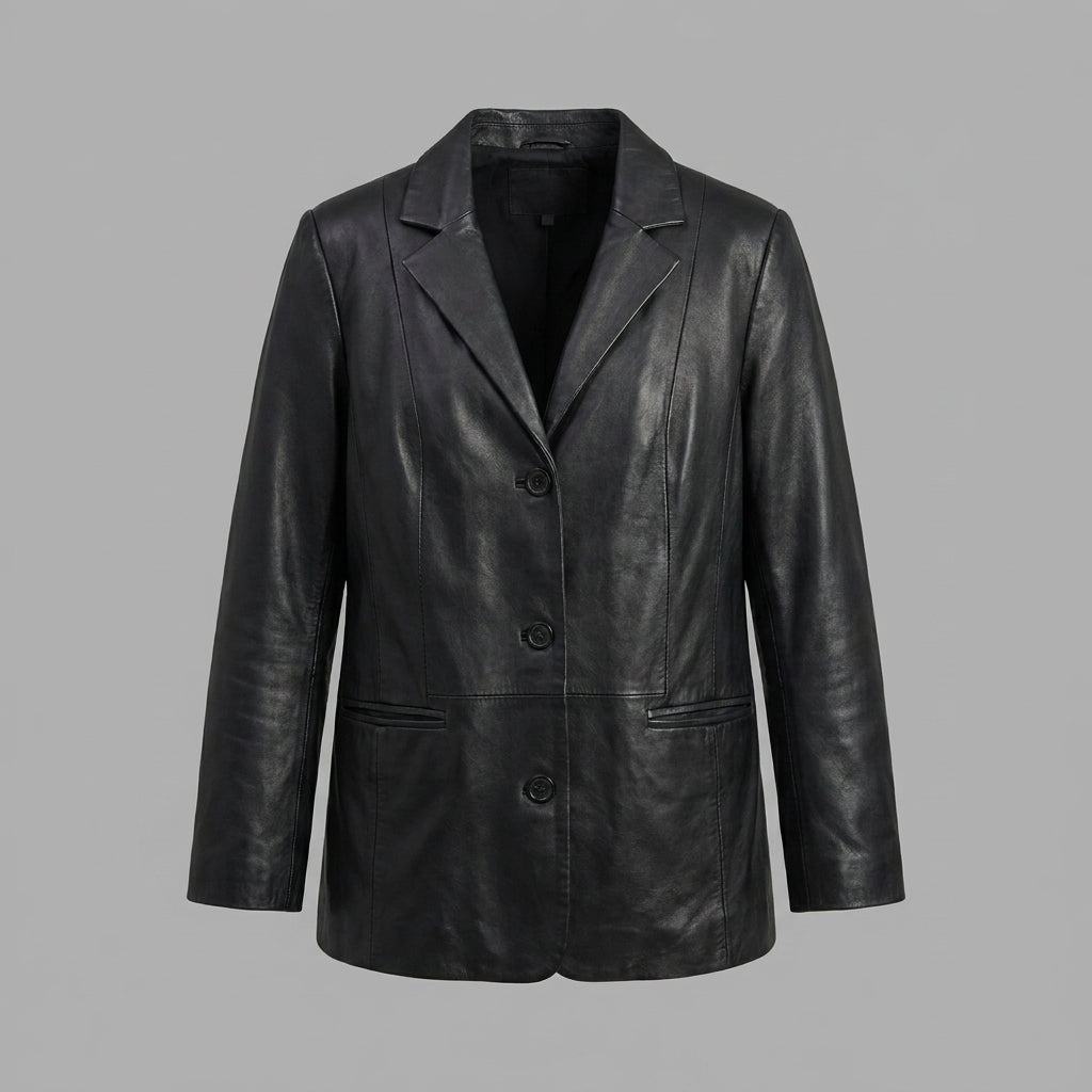 Women’s Luxe Tan Lambskin Leather Blazer