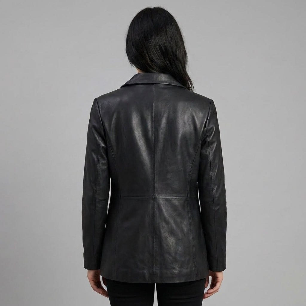 Women’s Luxe Tan Lambskin Leather Blazer