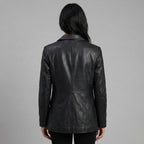 Women’s Luxe Tan Lambskin Leather Blazer