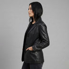 Women’s Luxe Tan Lambskin Leather Blazer