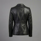 Women’s NoirEdge Black Leather Blazer Coat