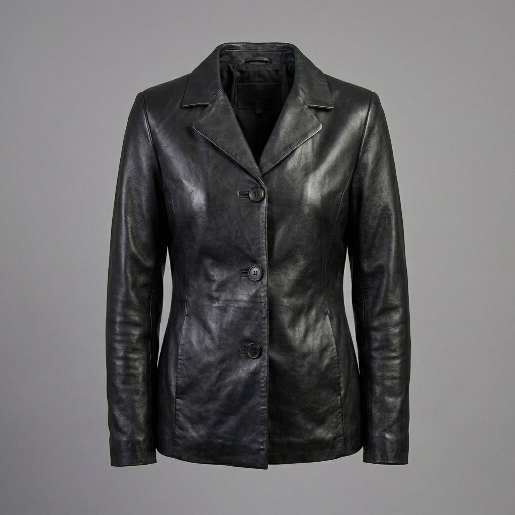 Women’s NoirEdge Black Leather Blazer Coat